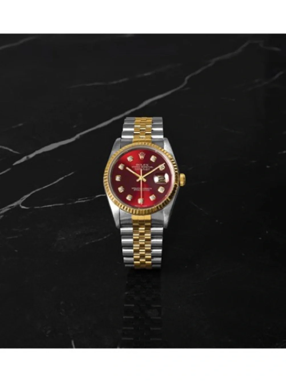 Pre-Owned Rolex 36mm Datejust - Custom Red Diamond Dial & 18k Gold Fluted Bezel